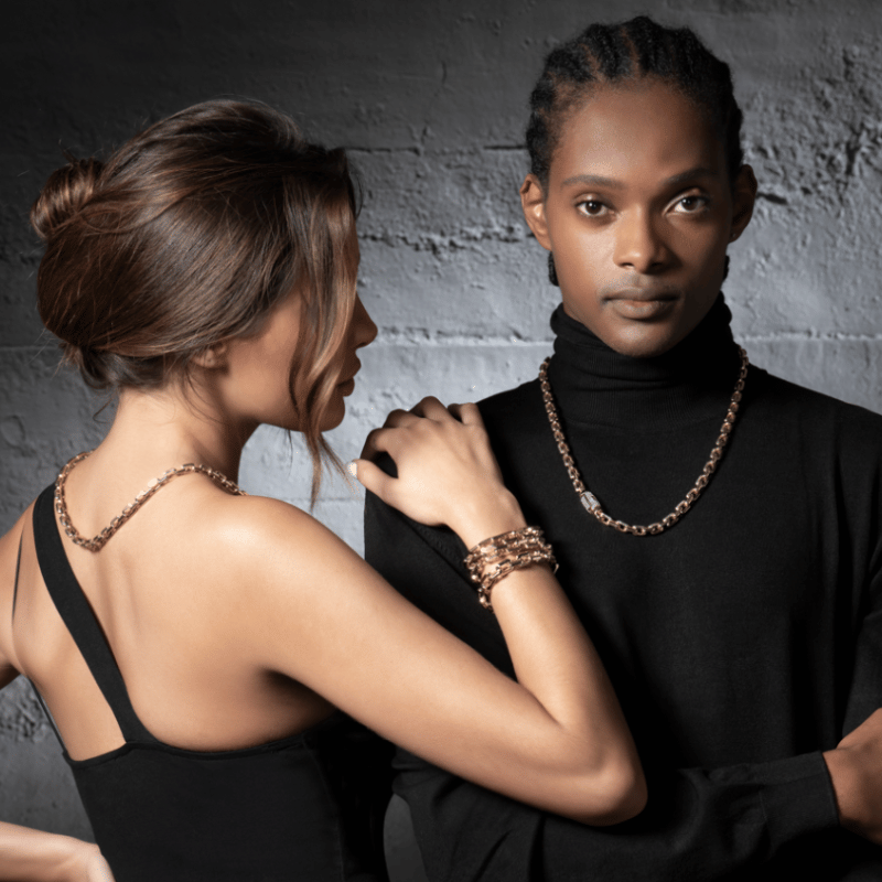 Monaco chain cavo pave lock collection