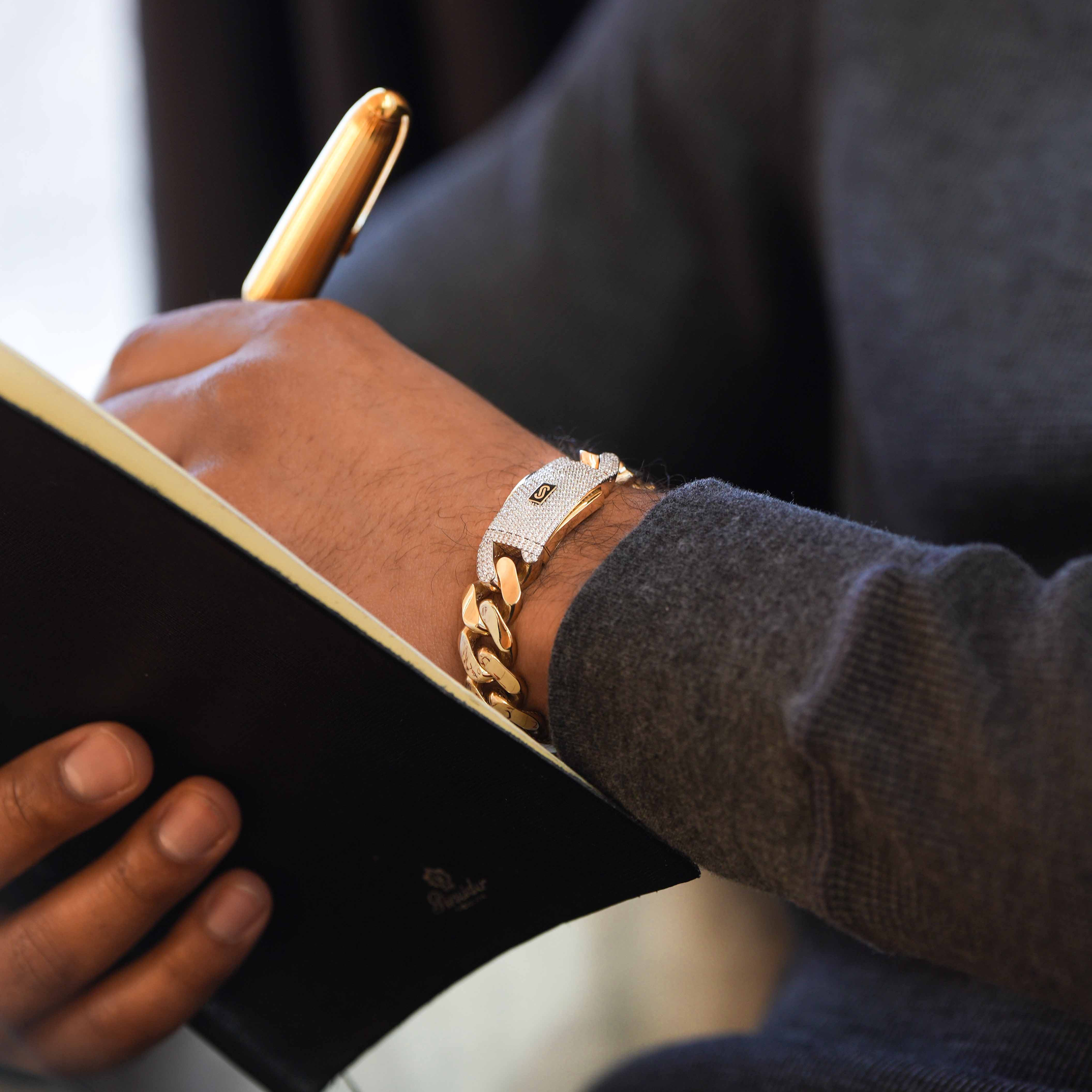 Men's Bracelet - Monaco Chain CLASSIC Pavé Lock