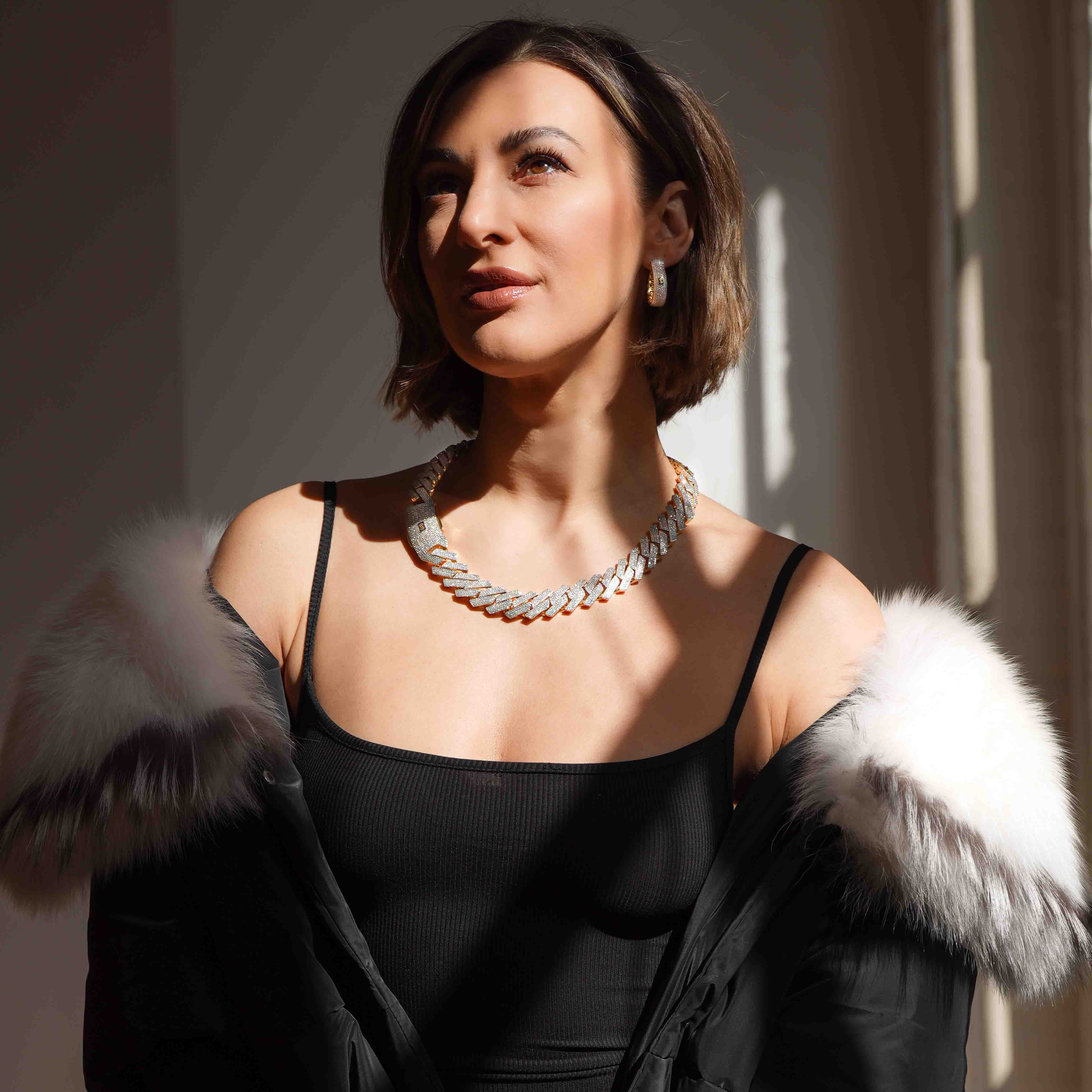 Women's Necklace/Choker - Monaco Chain EDGE Full Pavé