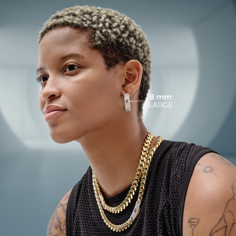 Women's Earrings - Monaco Chain HOOP Pavé Lock