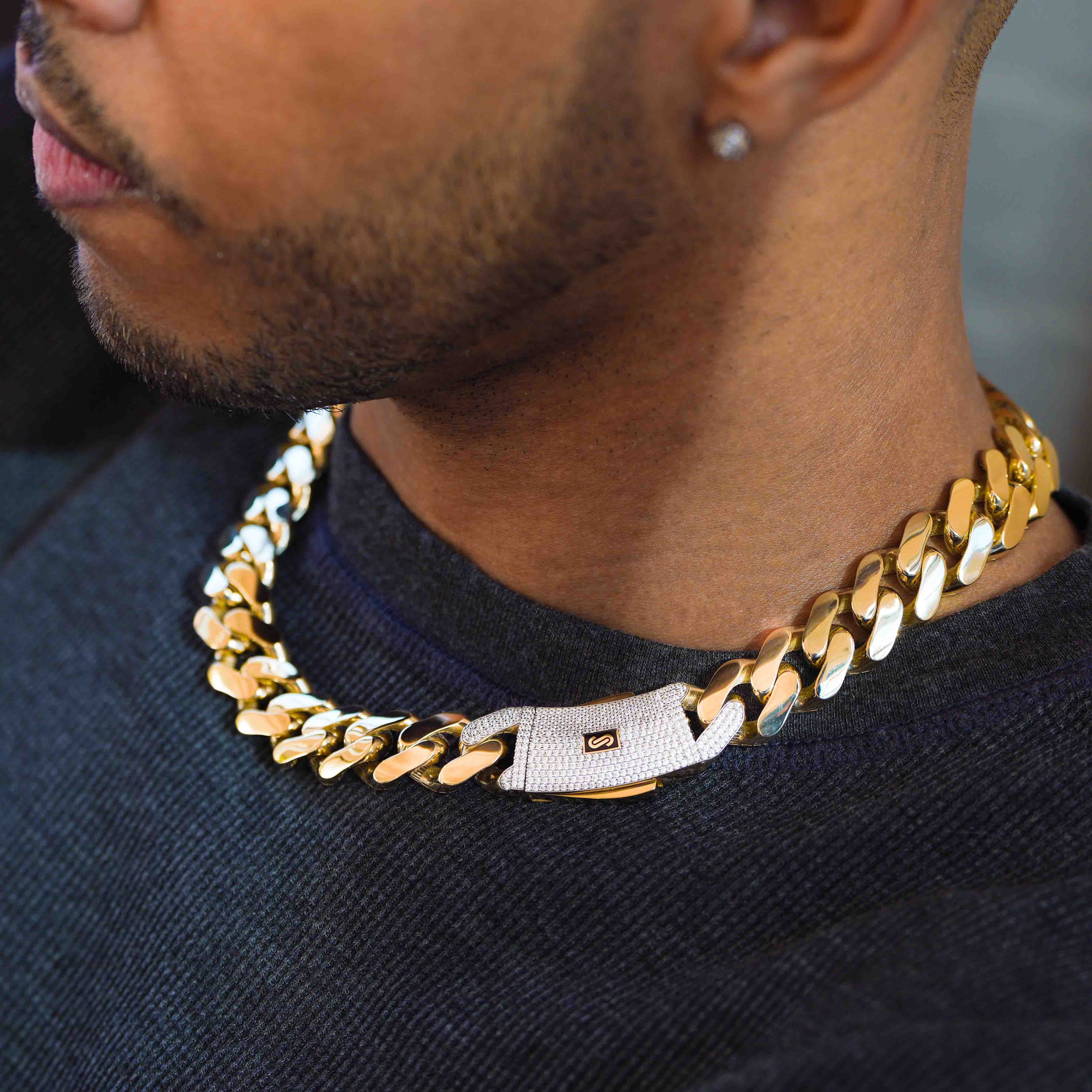 Men's Necklace - Monaco Chain CLASSIC Pavé Lock