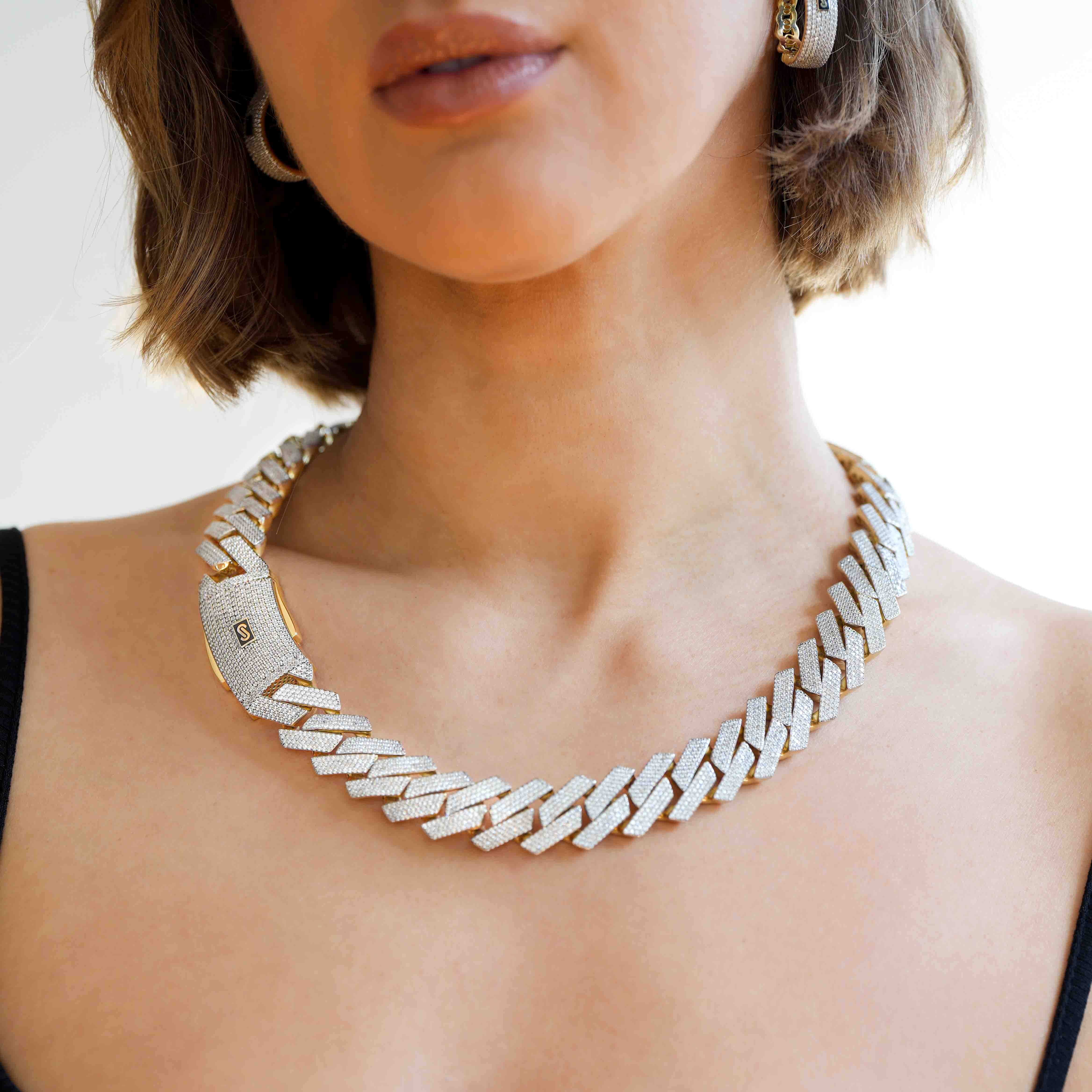 Women's Necklace/Choker - Monaco Chain EDGE Full Pavé