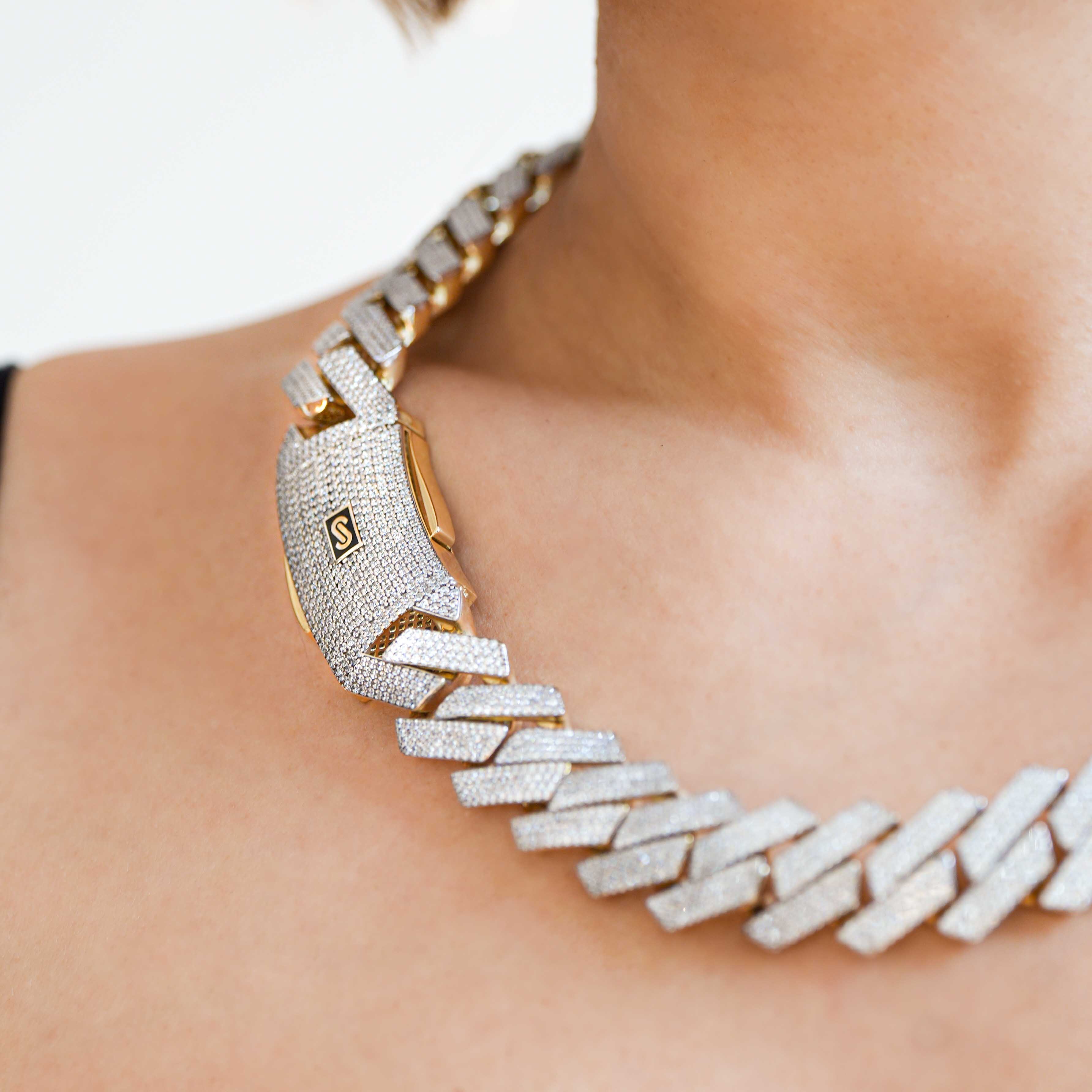 Women's Necklace/Choker - Monaco Chain EDGE Full Pavé