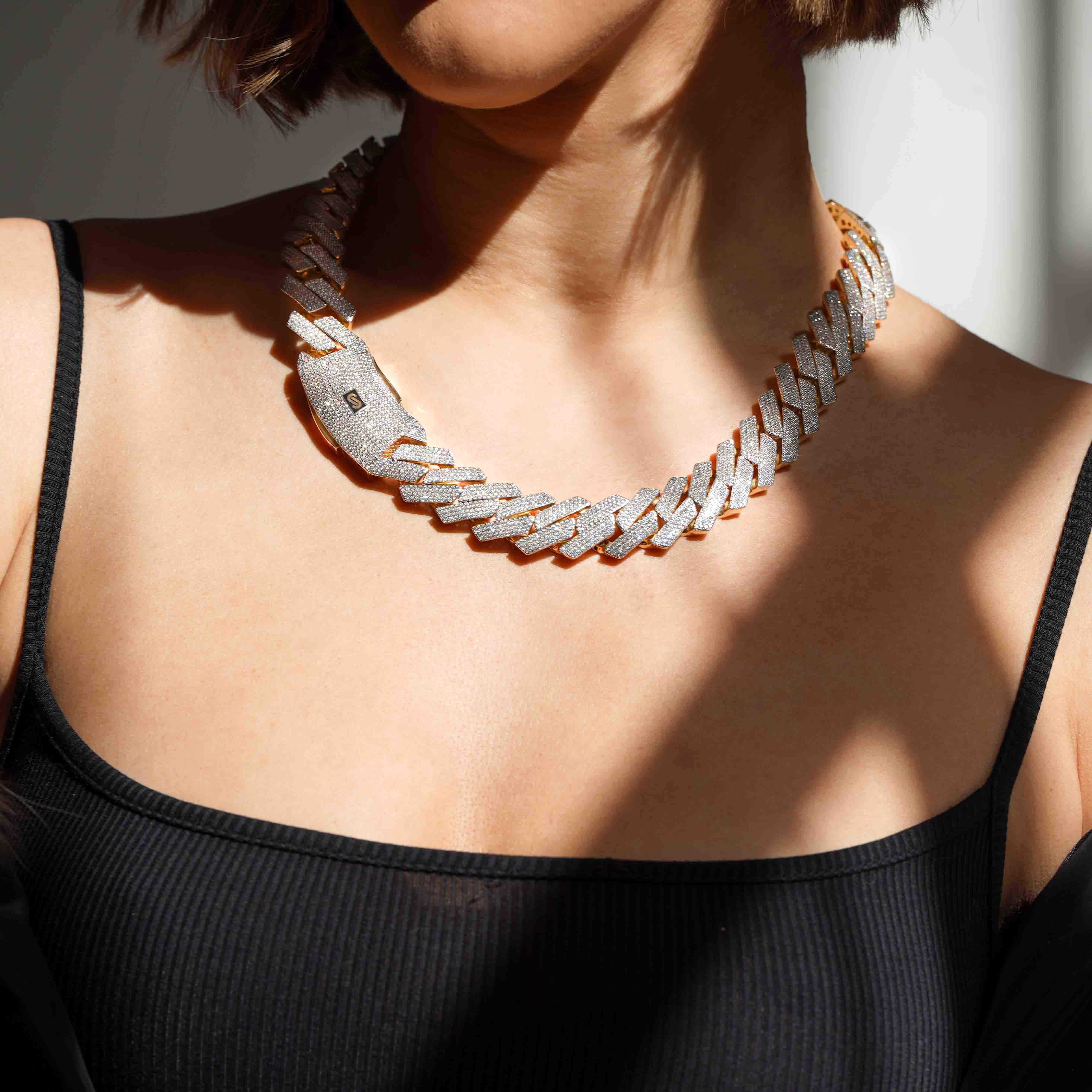 Women's Necklace/Choker - Monaco Chain EDGE Full Pavé