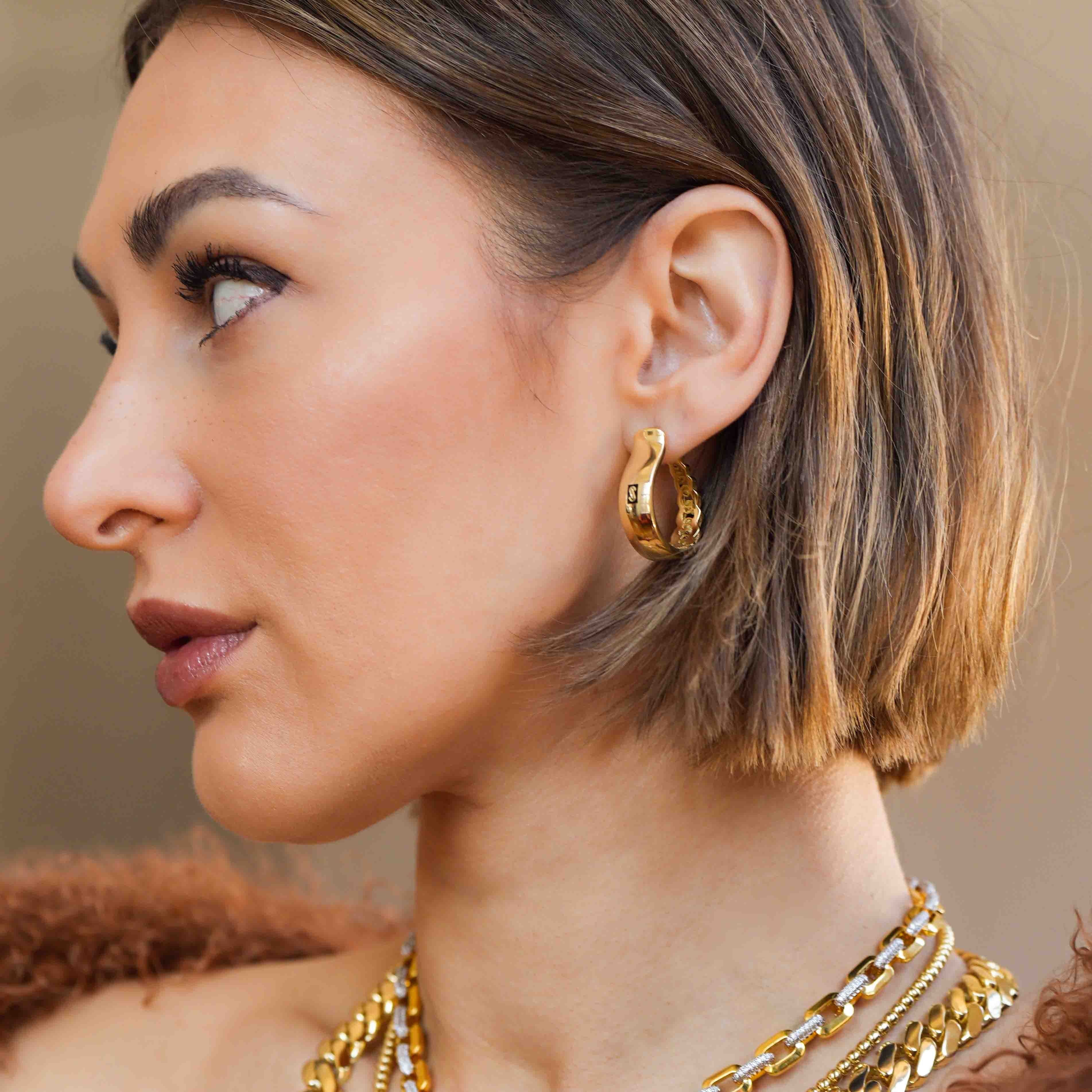 Women's Earrings - Monaco Chain HOOP Plain