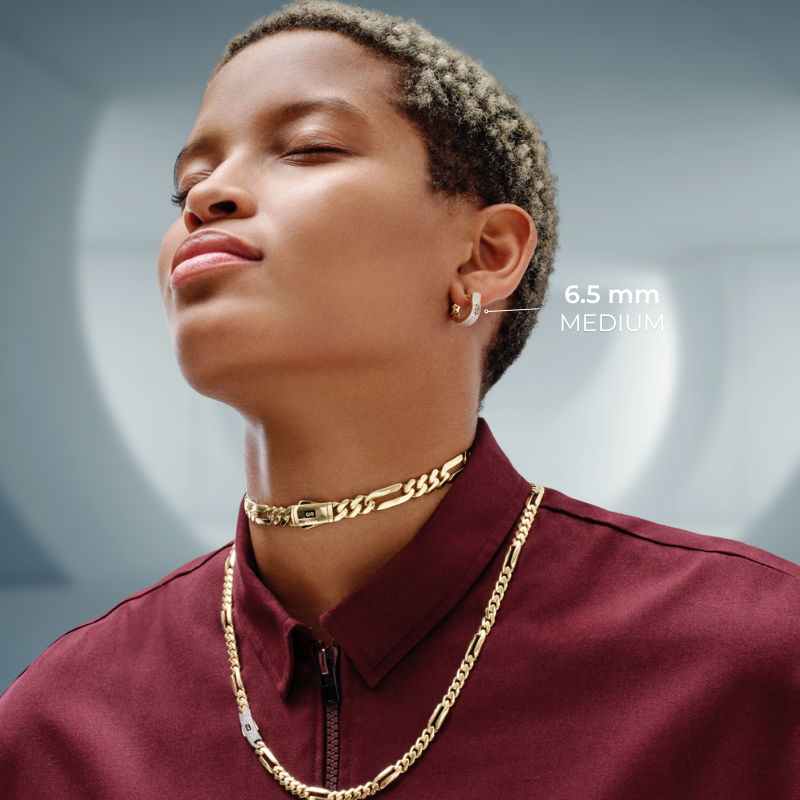 Women's Earrings - Monaco Chain HOOP Pavé Lock