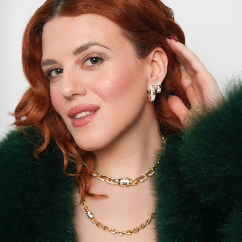 Women's Earrings - Monaco Chain HOOP Pavé Lock